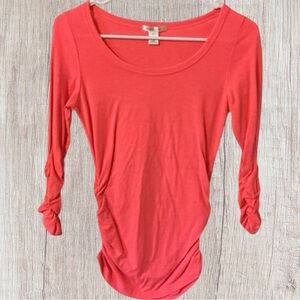 🌺Bozzolo Pink Ruched Long Sleeve & Sides Top